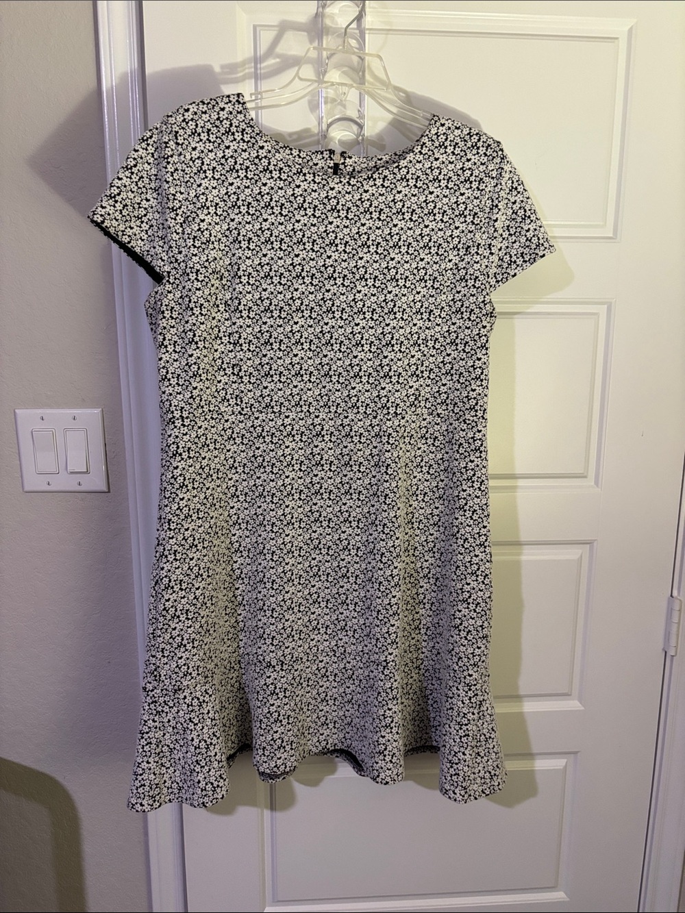Michael Kors Black and White Floral Shift Dress